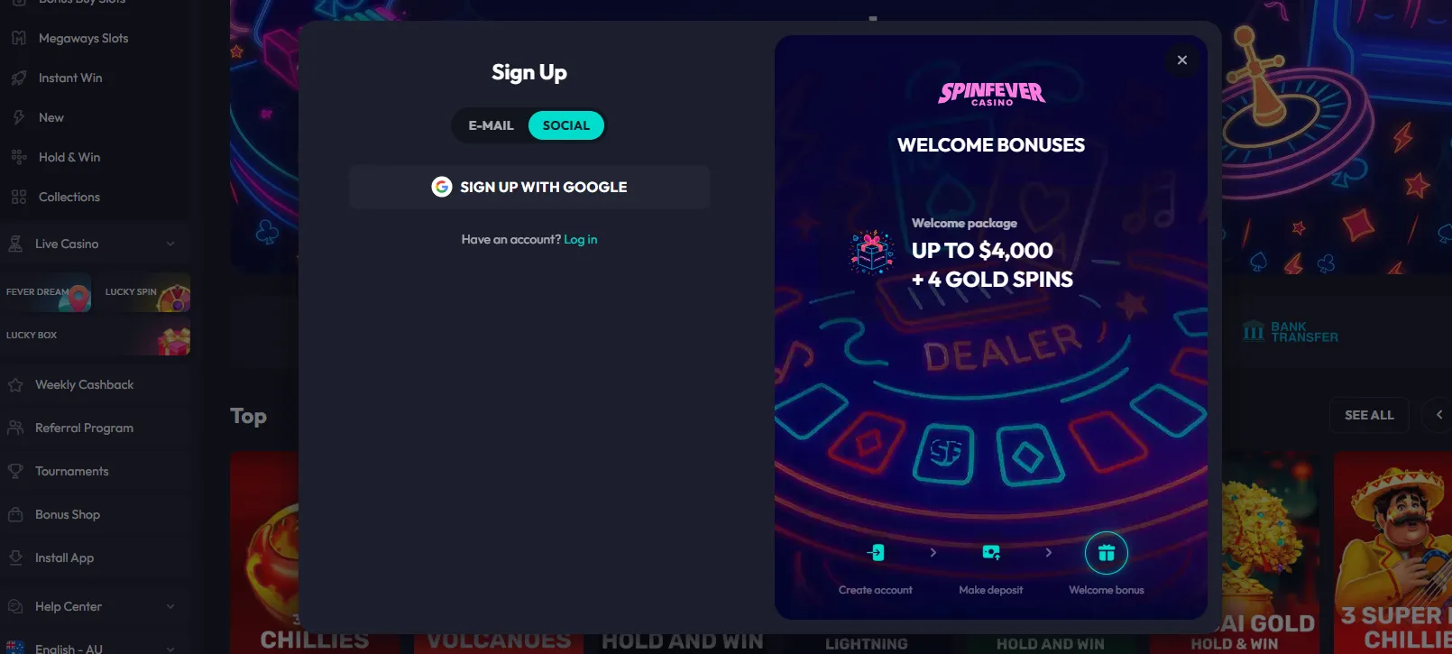 SpinFever Social Registration