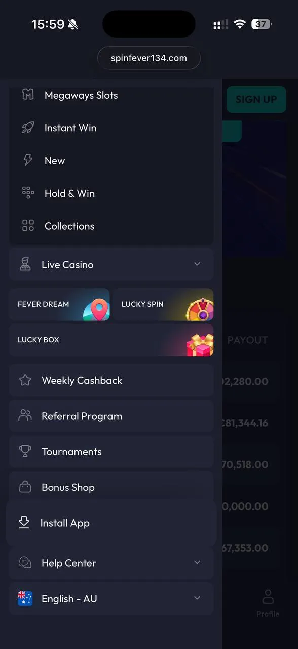 Spinfever install app