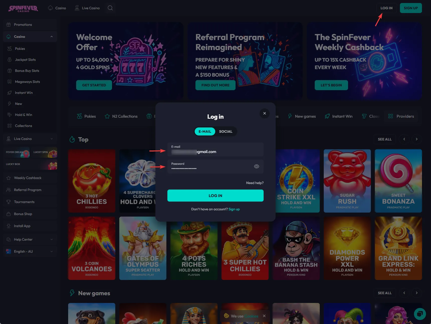 Spinfever login